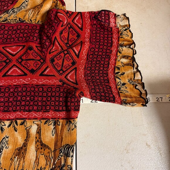 Vintage Notations Boho Safari Animal Print Top Blouse Women’s Large Rayon - Picture 8 of 9